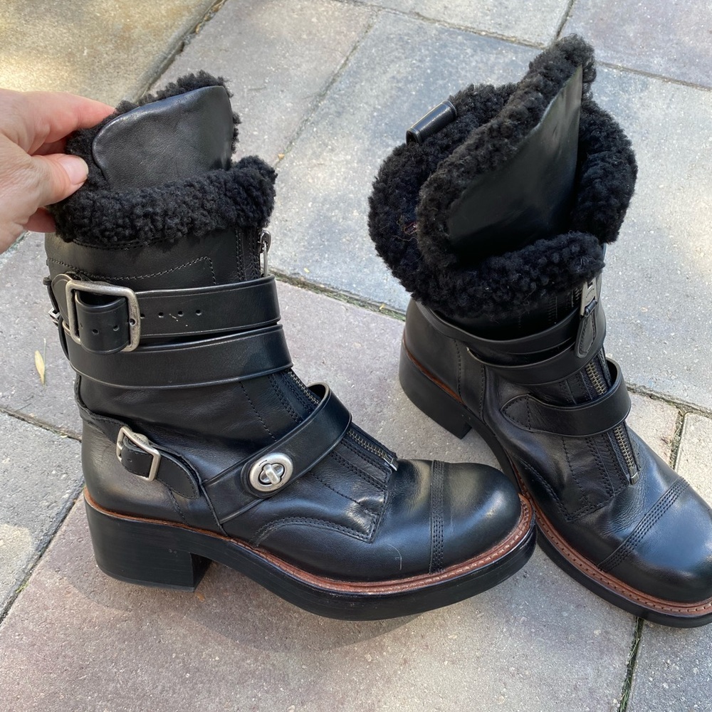 Coach Brand Zip Moto Biker Boots Size 10.